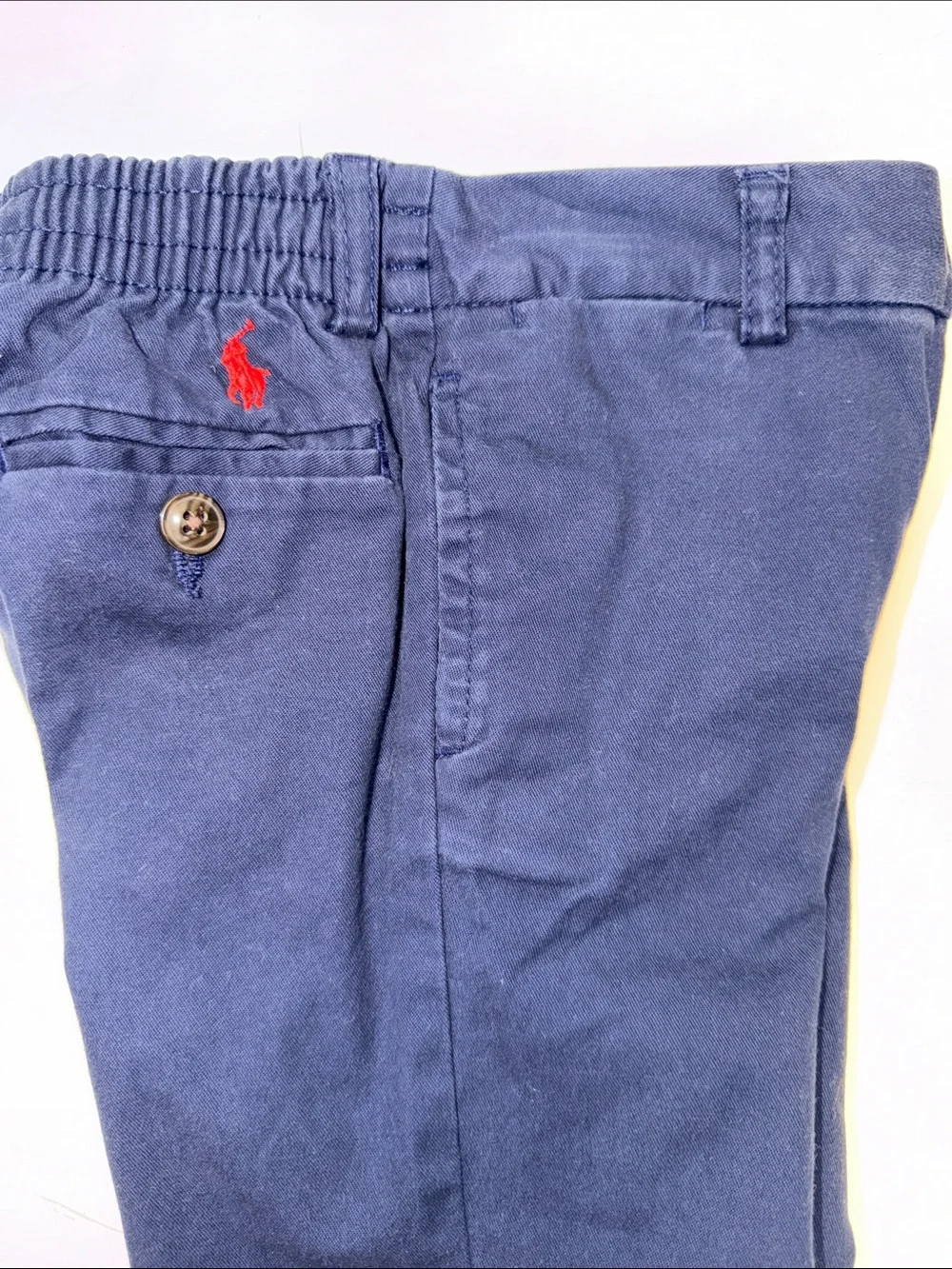 Ralph Lauren Navy Blue Kids Chino Pants with Red Polo Logo